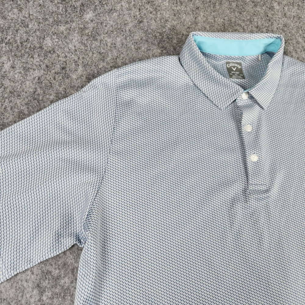 Callaway Polo Men XXL Blue Chevron Check Golf Performance Opti Dri Breathable
